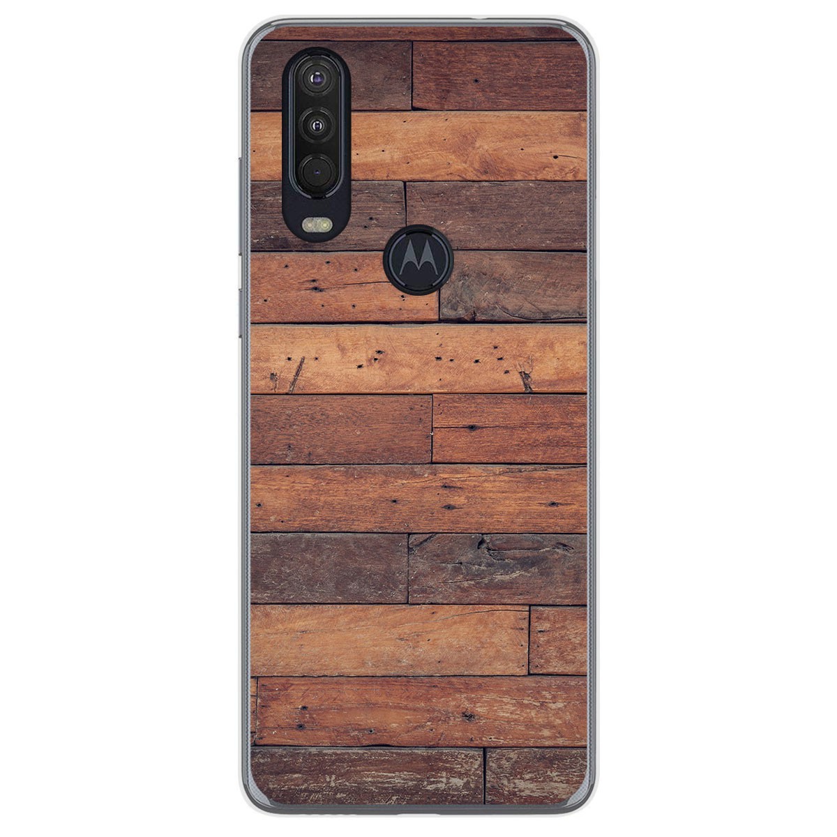 Funda Gel Tpu para Motorola One Action diseño Madera 03 Dibujos