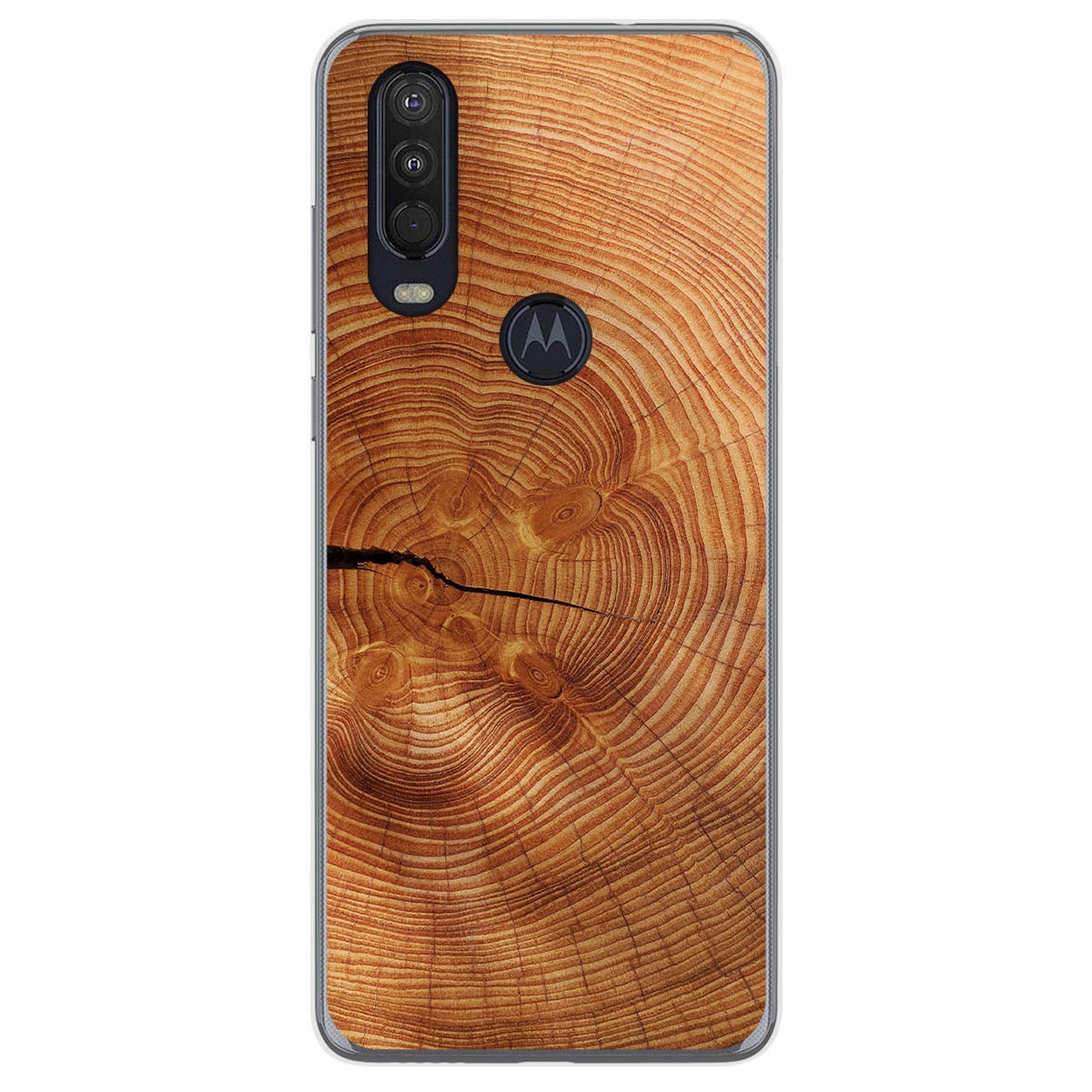 Funda Gel Tpu para Motorola One Action diseño Madera 04 Dibujos