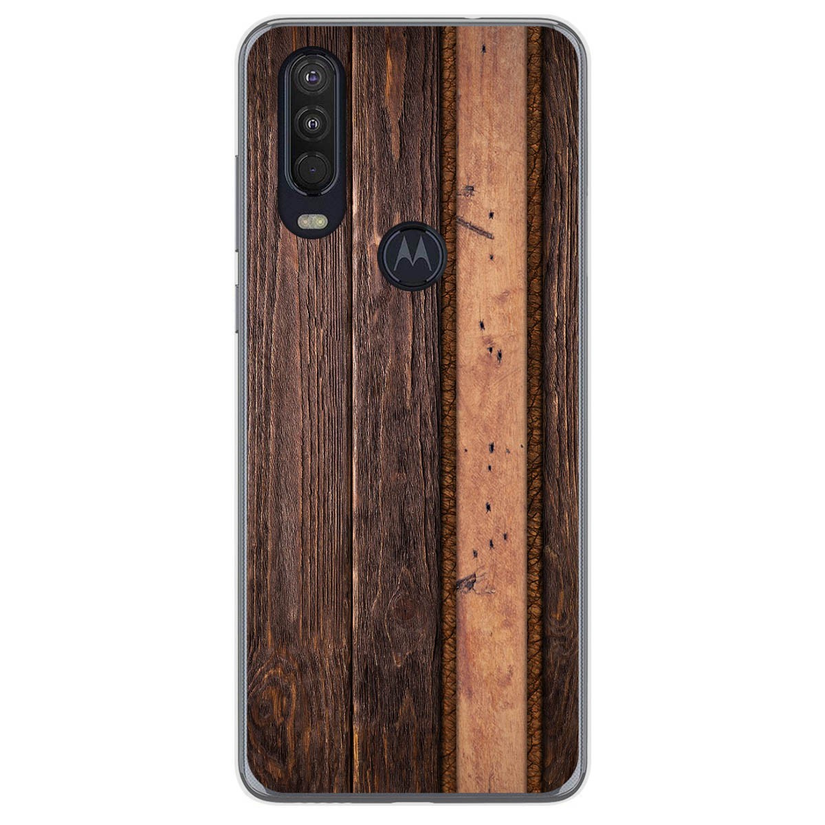 Funda Gel Tpu para Motorola One Action diseño Madera 05 Dibujos