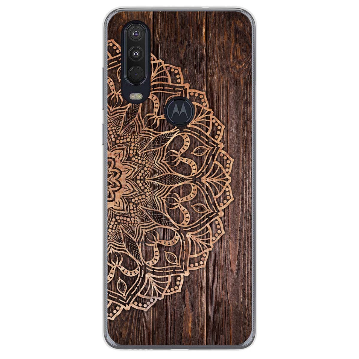 Funda Gel Tpu para Motorola One Action diseño Madera 06 Dibujos
