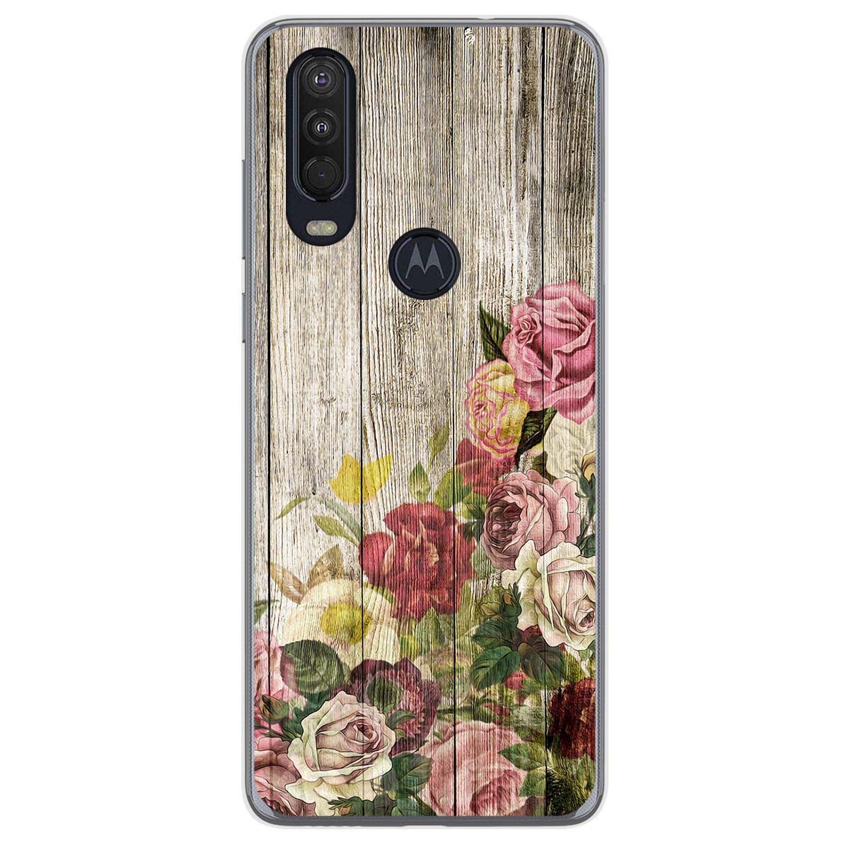Funda Gel Tpu para Motorola One Action diseño Madera 08 Dibujos