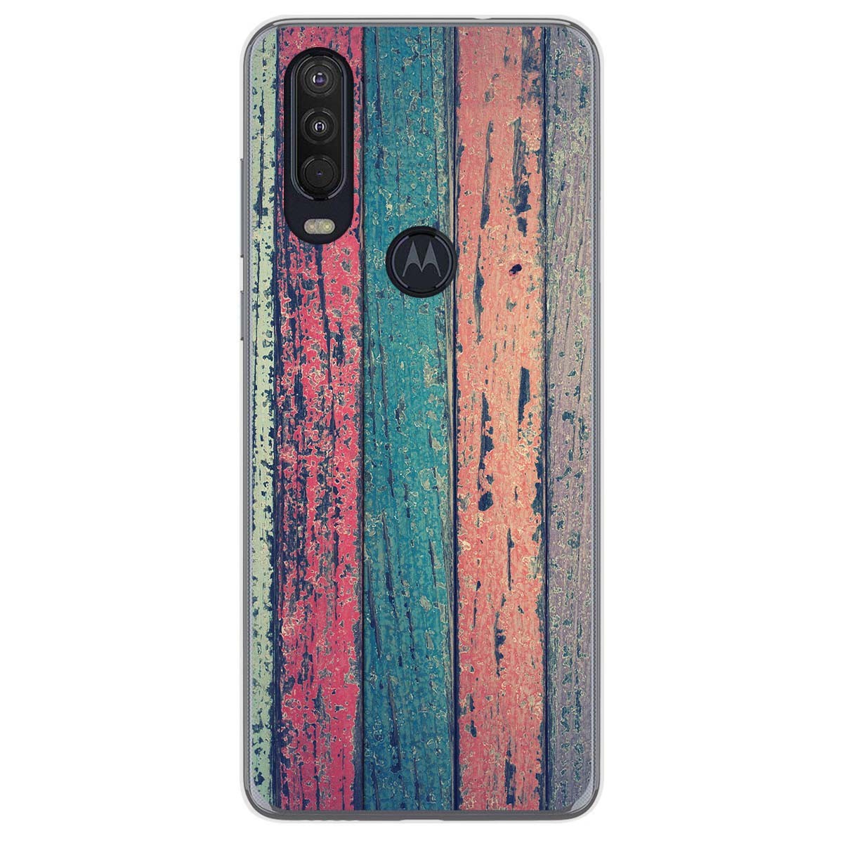 Funda Gel Tpu para Motorola One Action diseño Madera 10 Dibujos