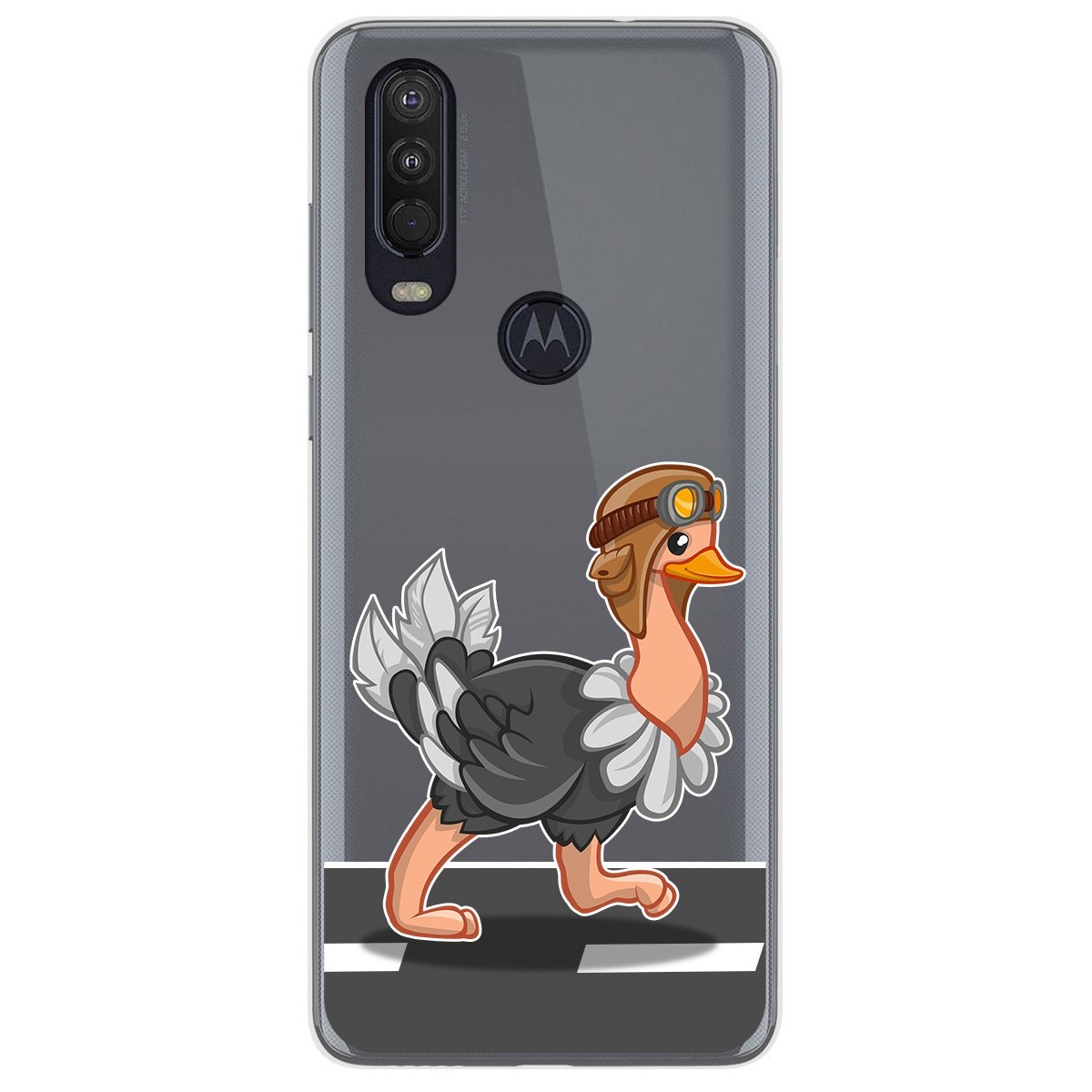 Funda Gel Transparente para Motorola One Action diseño Avestruz Dibujos