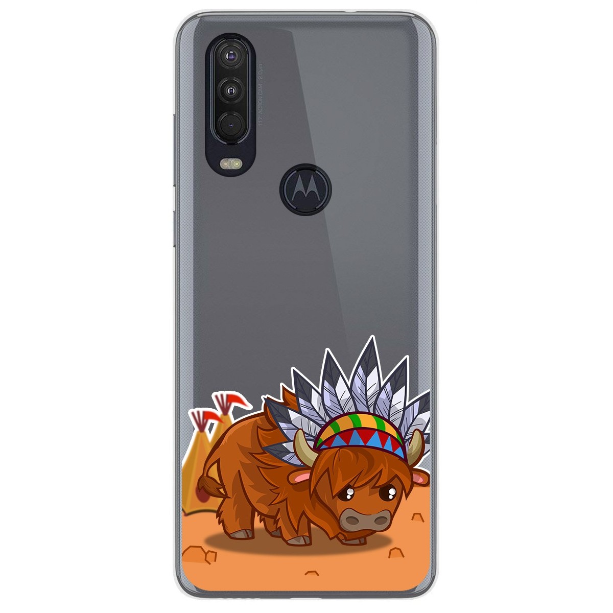 Funda Gel Transparente para Motorola One Action diseño Bufalo Dibujos