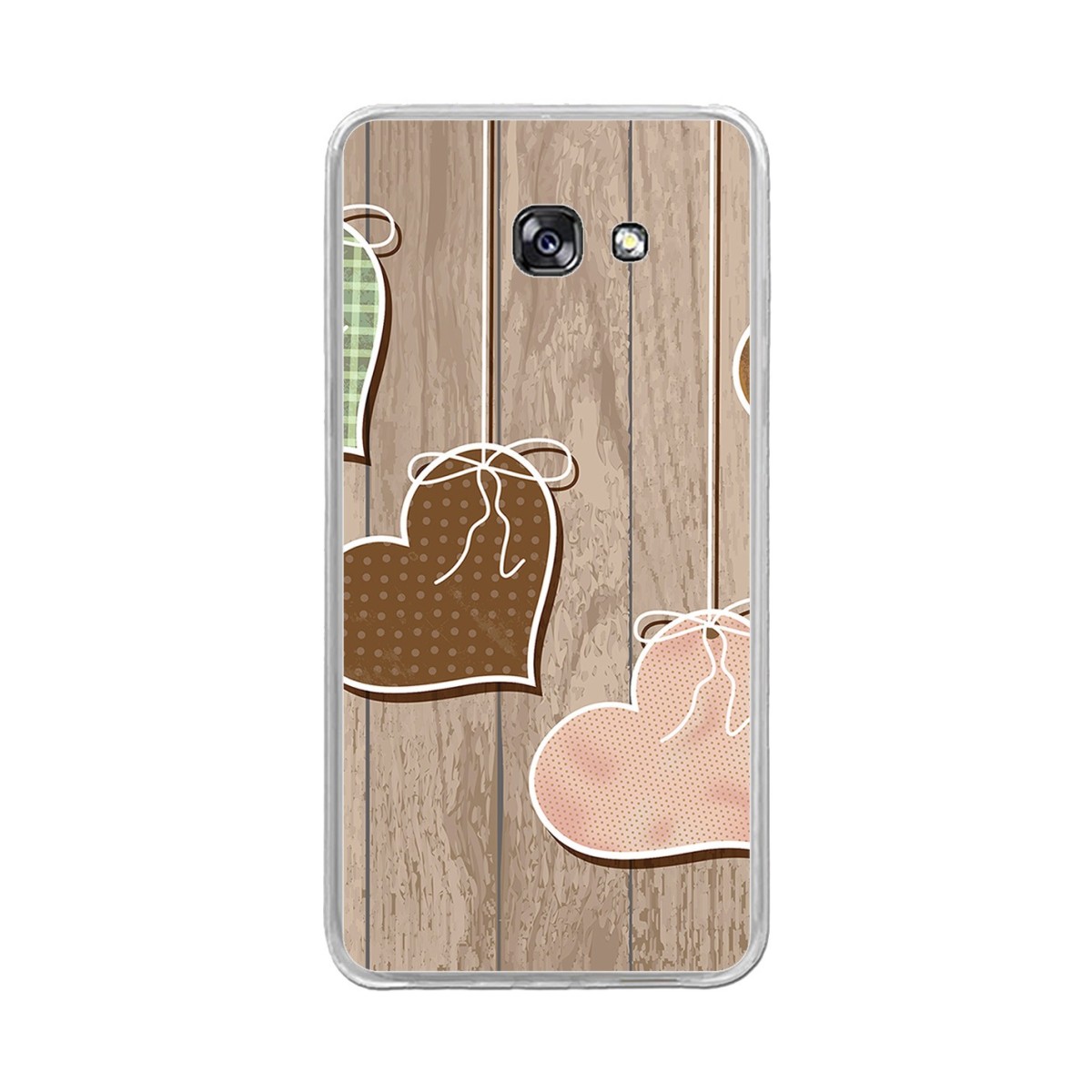 Funda Gel Tpu para Samsung Galaxy A5 (2017) Diseño Corazones Madera Dibujos