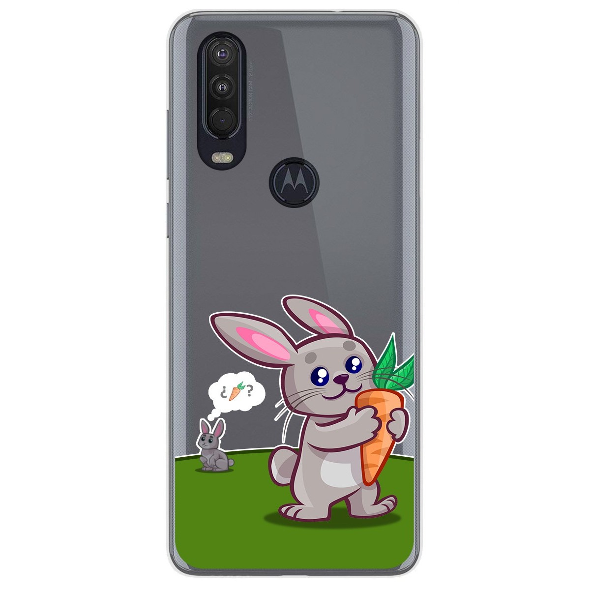 Funda Gel Transparente para Motorola One Action diseño Conejo Dibujos