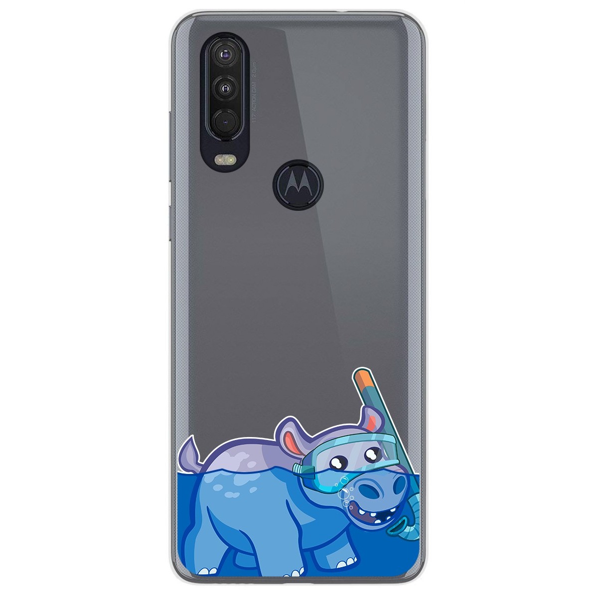 Funda Gel Transparente para Motorola One Action diseño Hipo Dibujos