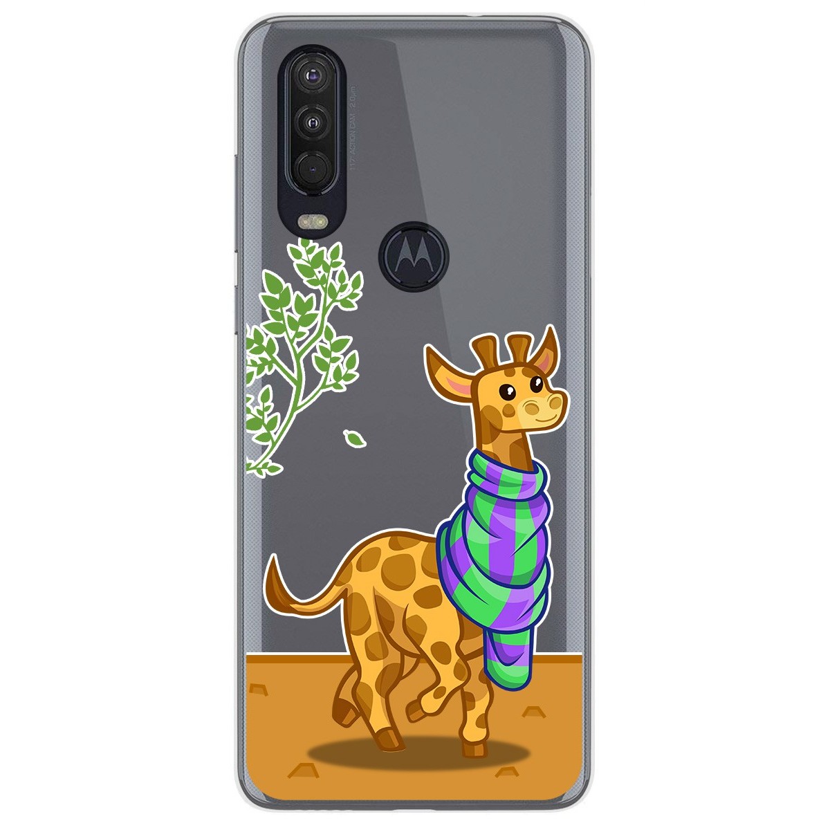 Funda Gel Transparente para Motorola One Action diseño Jirafa Dibujos