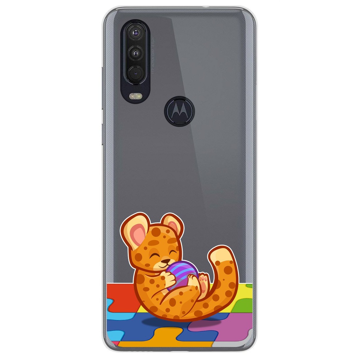 Funda Gel Transparente para Motorola One Action diseño Leopardo Dibujos