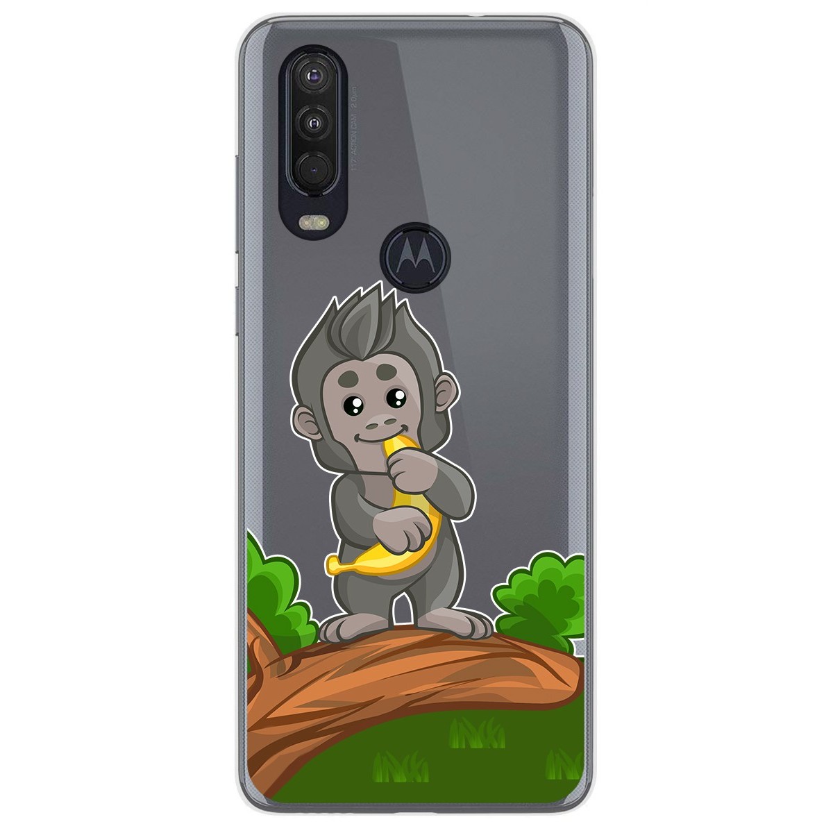 Funda Gel Transparente para Motorola One Action diseño Mono Dibujos