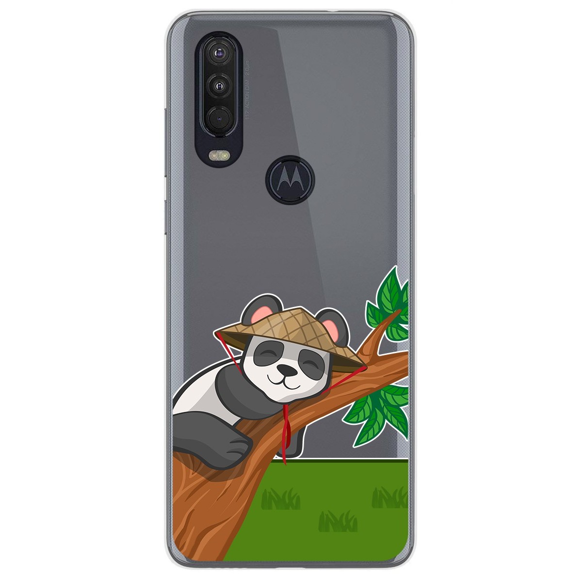 Funda Gel Transparente para Motorola One Action diseño Panda Dibujos
