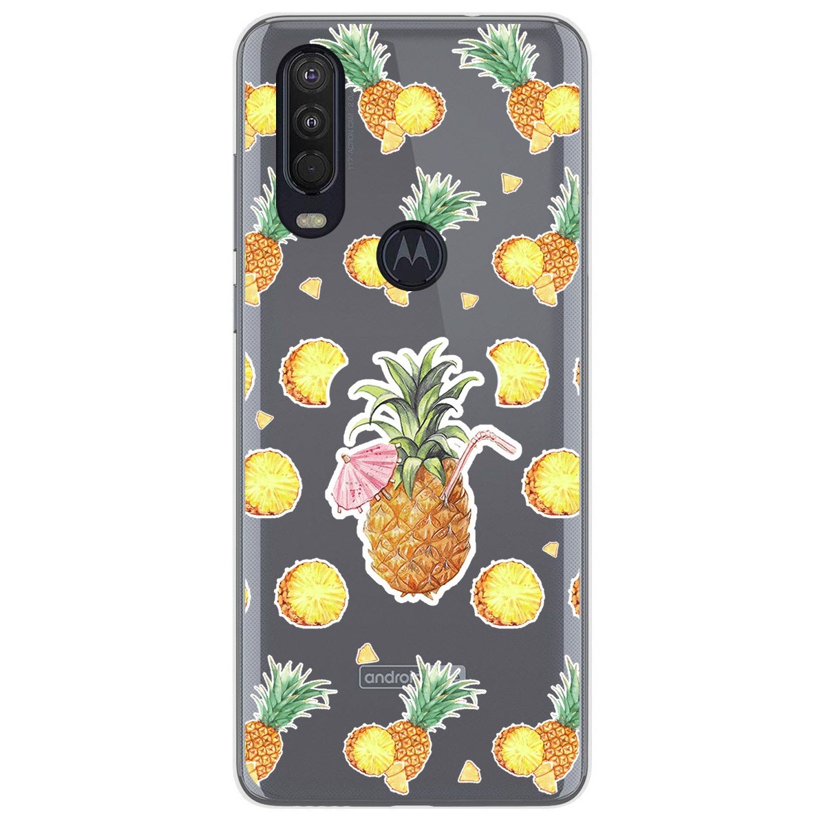 Funda Gel Transparente para Motorola One Action diseño Piña Dibujos