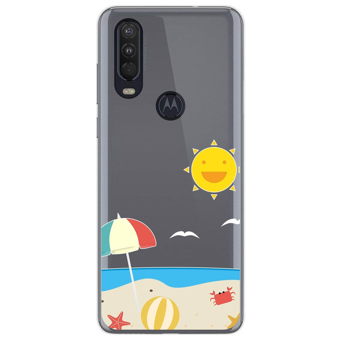 Funda Gel Transparente para Motorola One Action diseño Playa Dibujos