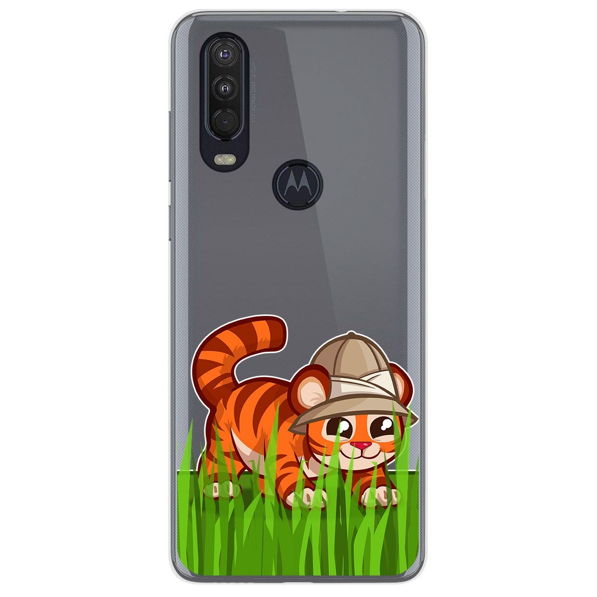 Funda Gel Transparente para Motorola One Action diseño Tigre Dibujos