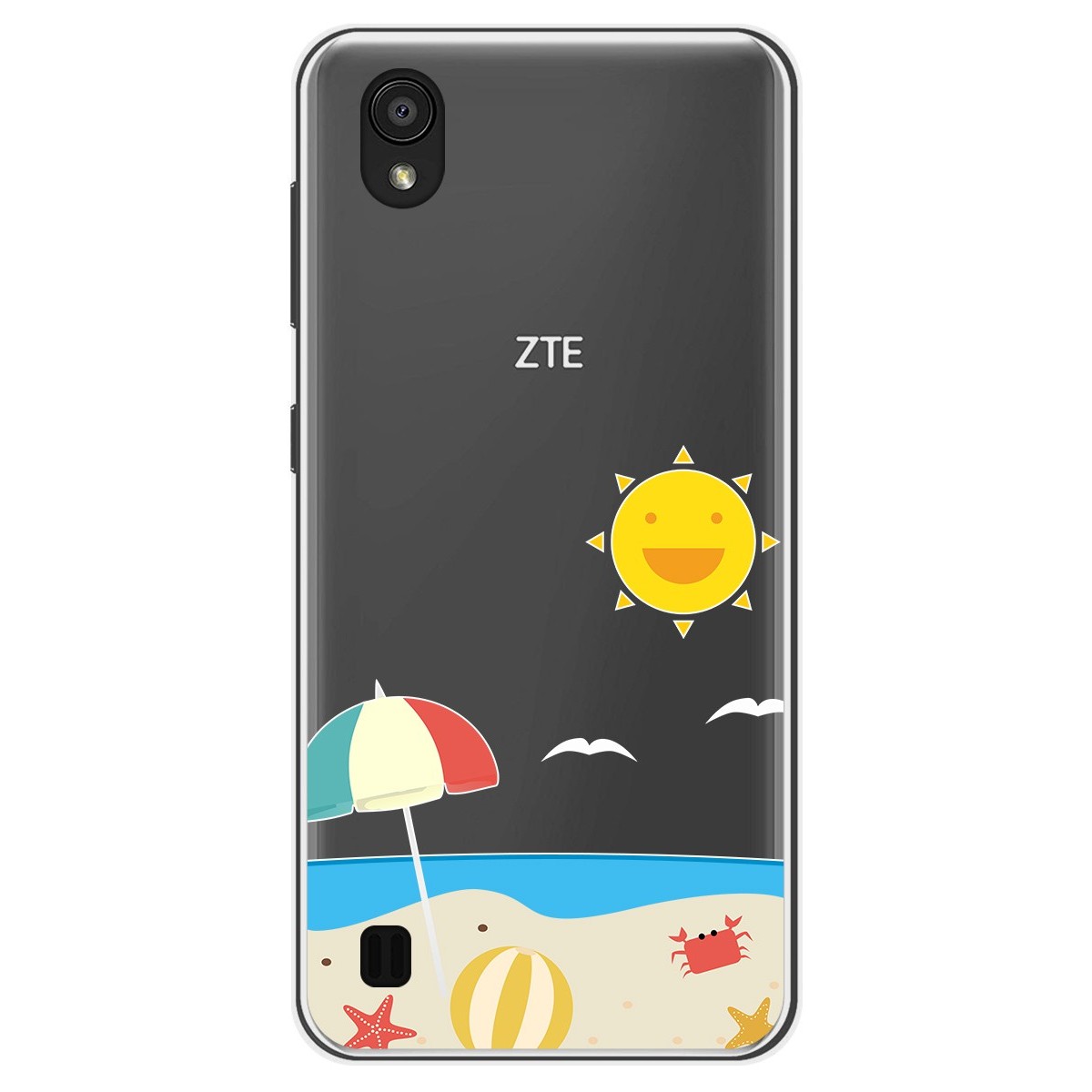 Funda Gel Transparente para Zte Blade A5 2019 diseño Playa Dibujos
