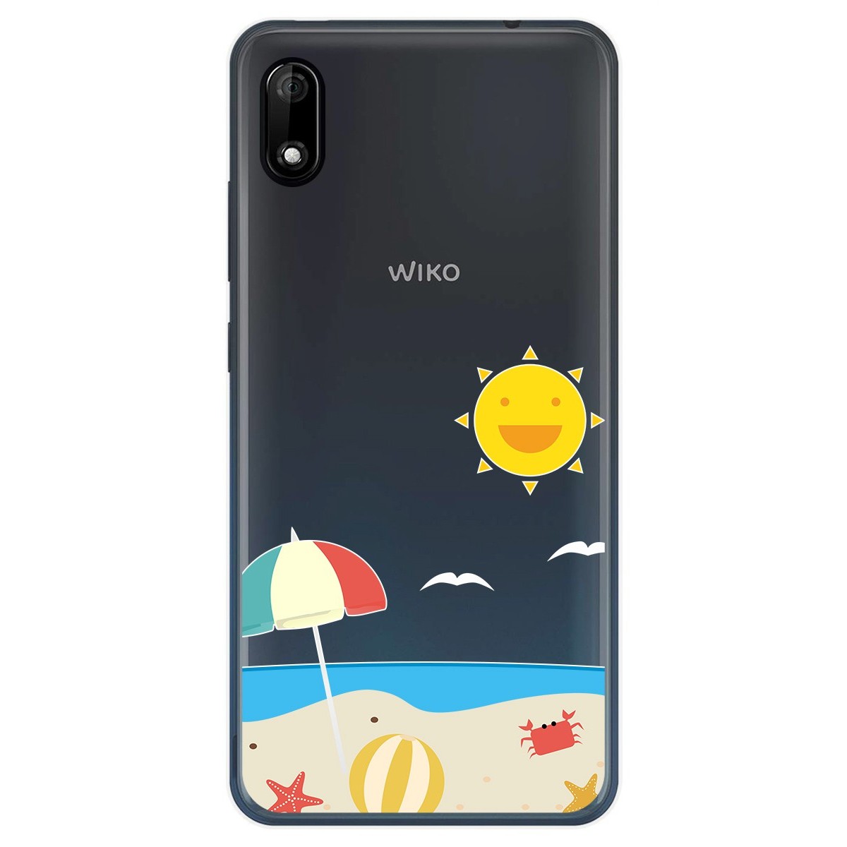 Funda Gel Transparente para Wiko Y70 diseño Playa Dibujos