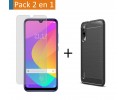 Pack 2 En 1 Funda Gel Tipo Carbono + Protector Cristal Templado para Xiaomi Mi 9 Lite