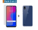 Pack 2 En 1 Funda Gel Transparente + Protector Cristal Templado para ZTE Blade A7 2019