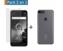 Pack 2 En 1 Funda Gel Transparente + Protector Cristal Templado para Alcatel 1S (2019)