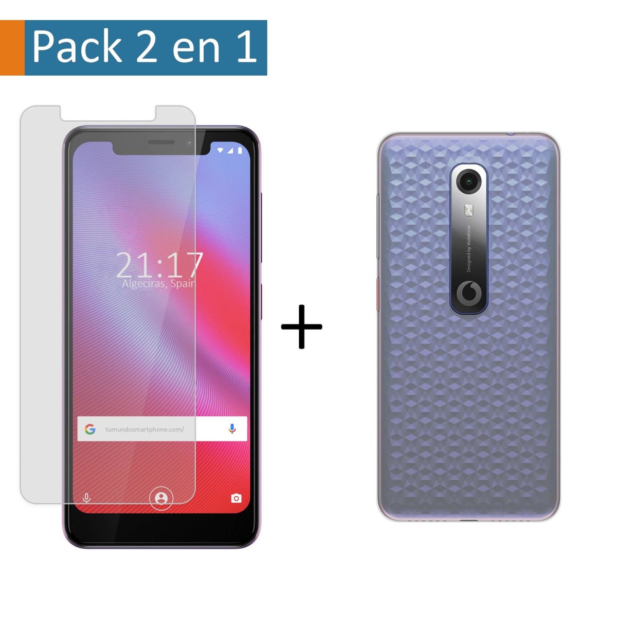 Pack 2 En 1 Funda Gel Transparente + Protector Cristal Templado para Vodafone Smart N10