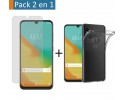 Pack 2 En 1 Funda Gel Transparente + Protector Cristal Templado para Zte Blade V10 Vita