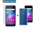 Pack 2 En 1 Funda Gel Transparente + Protector Cristal Templado para Zte Blade A5 2019
