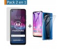Pack 2 En 1 Funda Gel Transparente + Protector Cristal Templado para Motorola One Action
