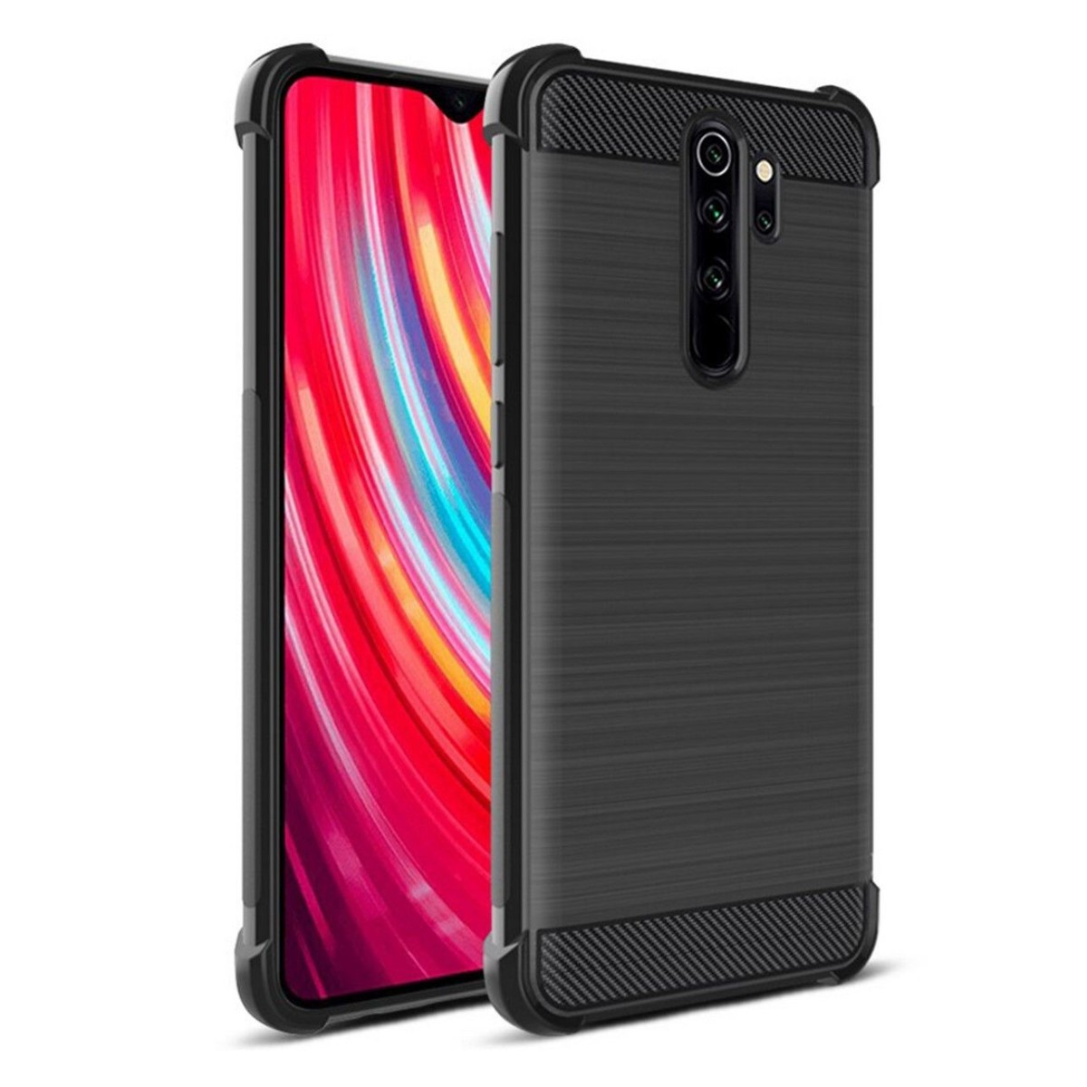 Funda Gel Tpu Anti-Shock Carbon Negra para Xiaomi Redmi Note 8 Pro