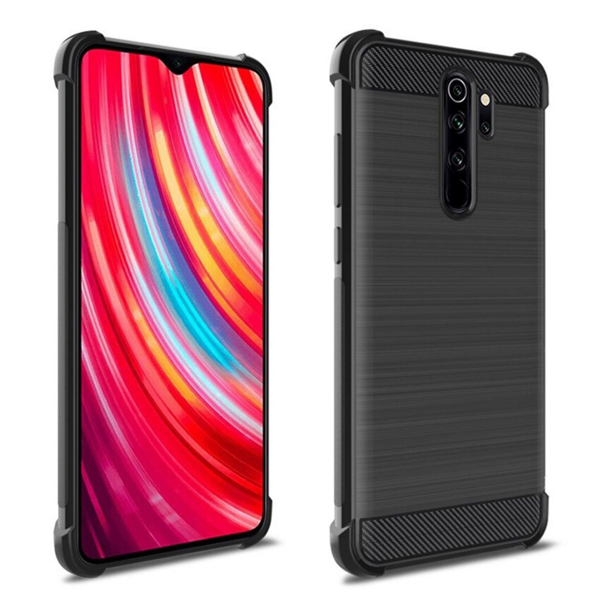 Funda Gel Tpu Anti-Shock Carbon Negra para Xiaomi Redmi Note 8 Pro
