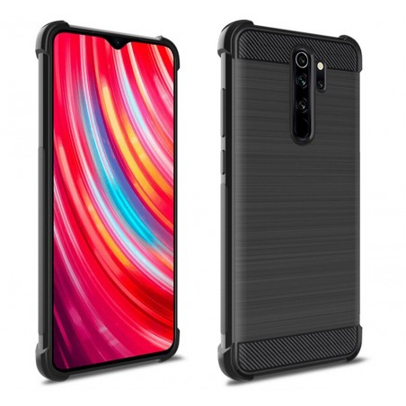 Funda Gel Tpu Anti-Shock Carbon Negra para Xiaomi Redmi Note 8 Pro