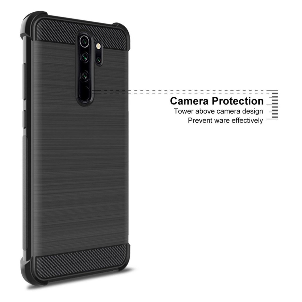 Funda Gel Tpu Anti-Shock Carbon Negra para Xiaomi Redmi Note 8 Pro