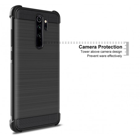 Funda Gel Tpu Anti-Shock Carbon Negra para Xiaomi Redmi Note 8 Pro