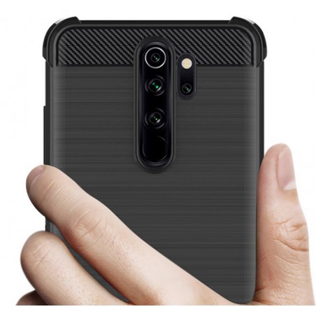 Funda Gel Tpu Anti-Shock Carbon Negra para Xiaomi Redmi Note 8 Pro