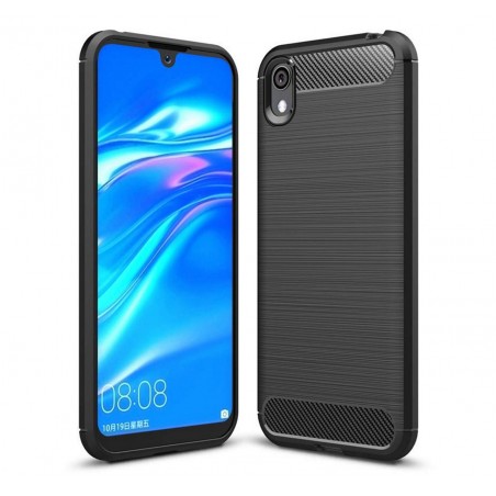 Funda Gel Tpu Tipo Carbon Negra para Huawei Y5 2019
