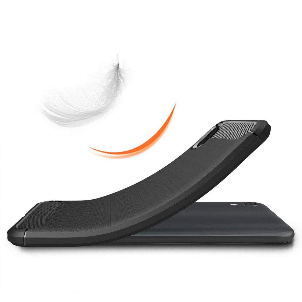 Funda Gel Tpu Tipo Carbon Negra para Huawei Y5 2019