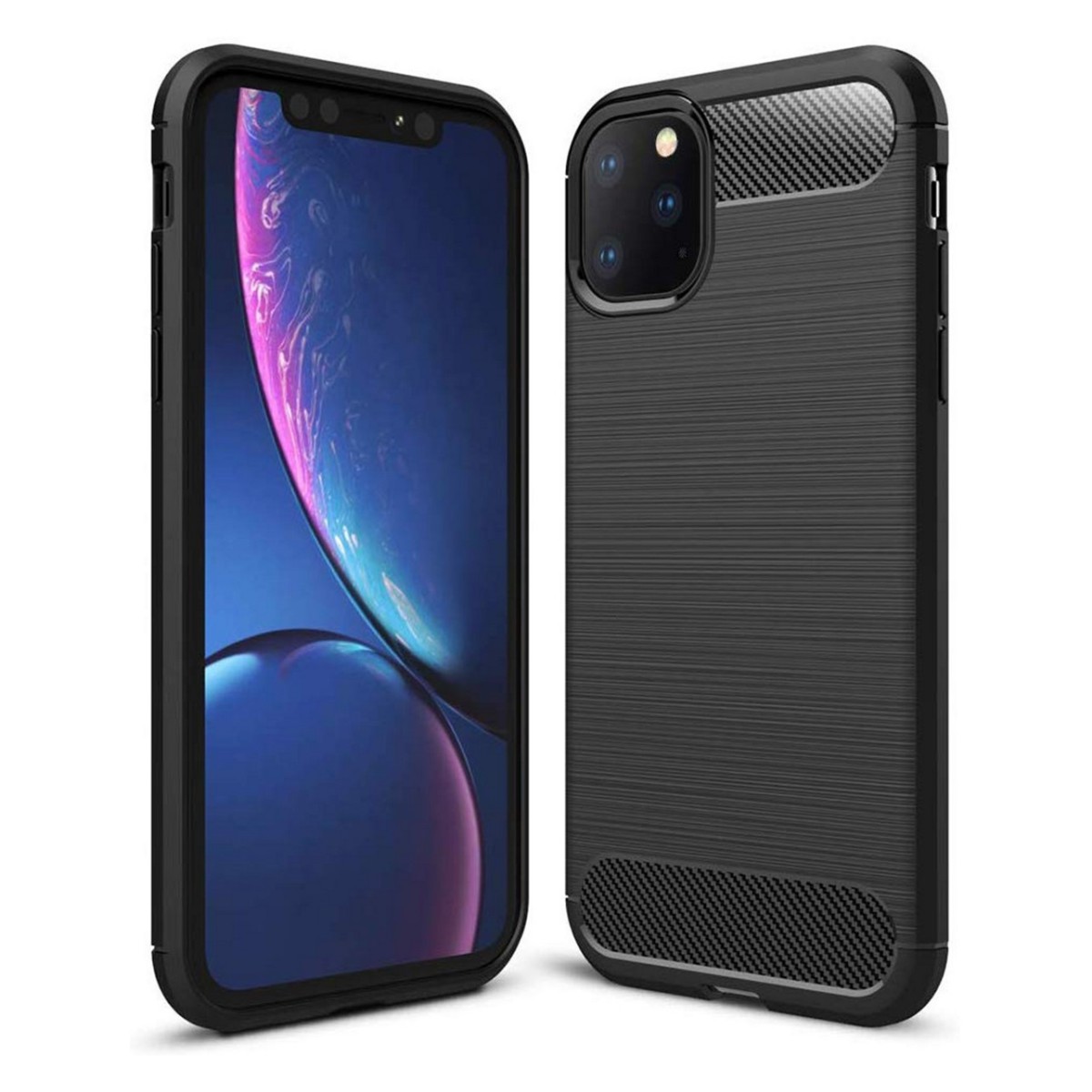 Funda Gel Tpu Tipo Carbon Negra para Iphone 11 Pro (5.8)