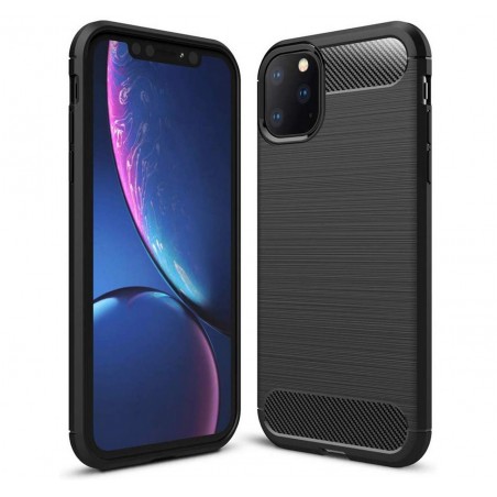 Funda Gel Tpu Tipo Carbon Negra para Iphone 11 Pro (5.8)