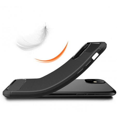 Funda Gel Tpu Tipo Carbon Negra para Iphone 11 Pro Max (6.5)