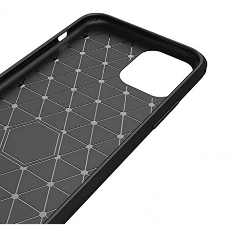 Funda Gel Tpu Tipo Carbon Negra para Iphone 11 Pro Max (6.5)