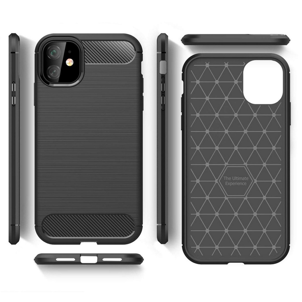 Funda Gel Tpu Tipo Carbon Negra para Iphone 11 Pro Max (6.5)