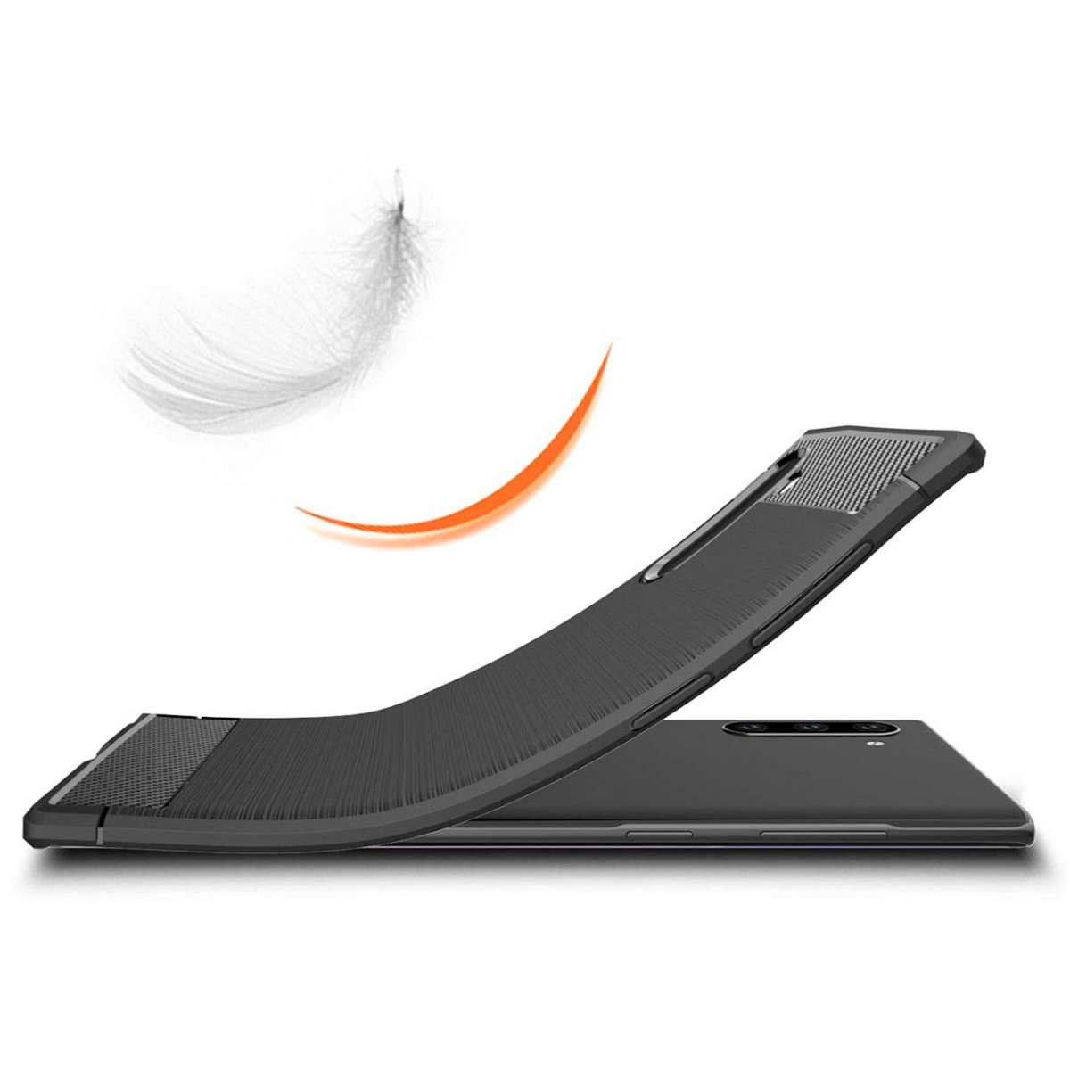 Funda Gel Tpu Tipo Carbon Negra para Samsung Galaxy Note10