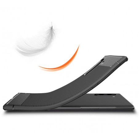 Funda Gel Tpu Tipo Carbon Negra para Samsung Galaxy Note10