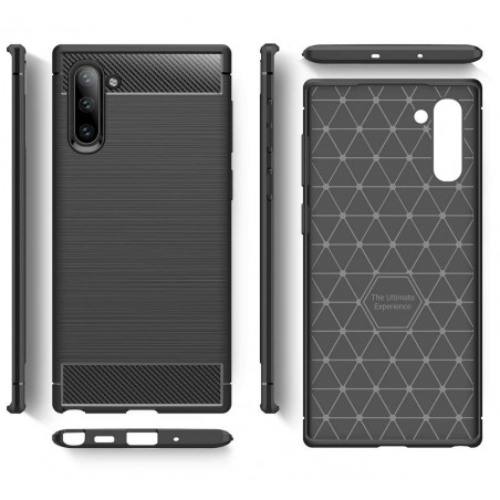 Funda Gel Tpu Tipo Carbon Negra para Samsung Galaxy Note10