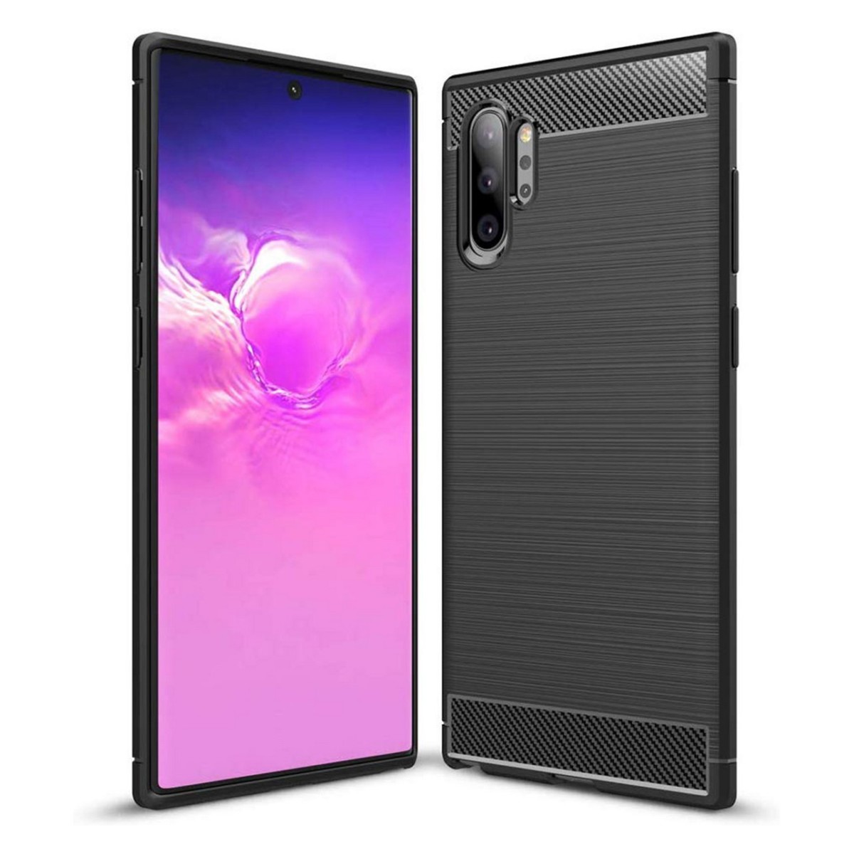 Funda Gel Tpu Tipo Carbon Negra para Samsung Galaxy Note10+