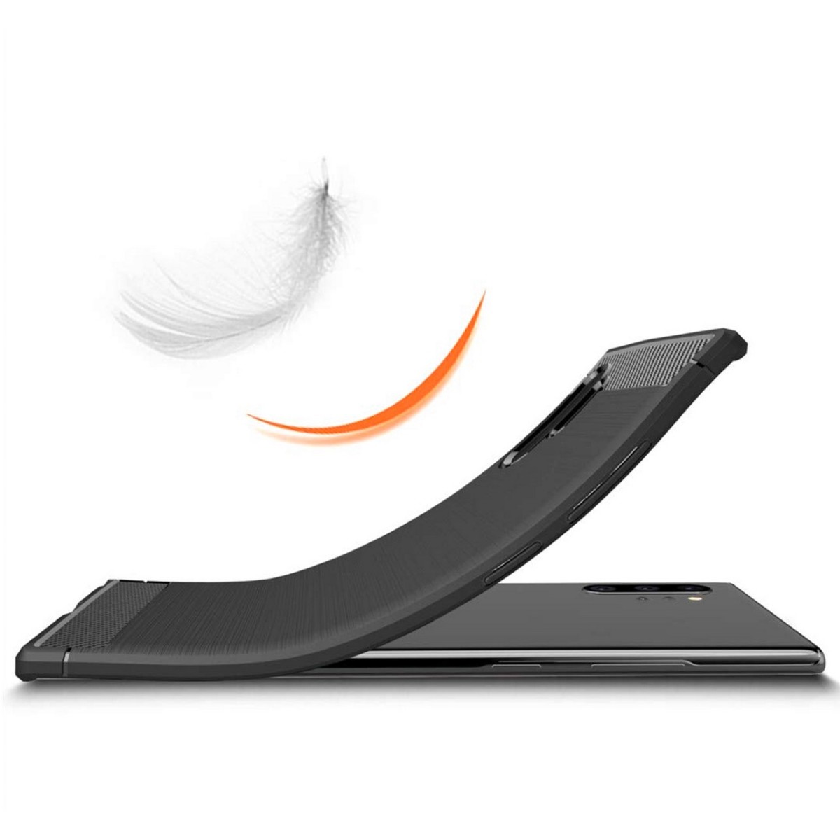 Funda Gel Tpu Tipo Carbon Negra para Samsung Galaxy Note10+