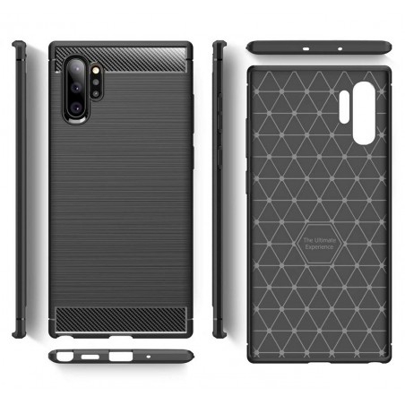 Funda Gel Tpu Tipo Carbon Negra para Samsung Galaxy Note10+