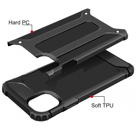 Funda Tipo Hybrid Tough Armor (Pc+Tpu) Negra para Iphone 11 (6.1)