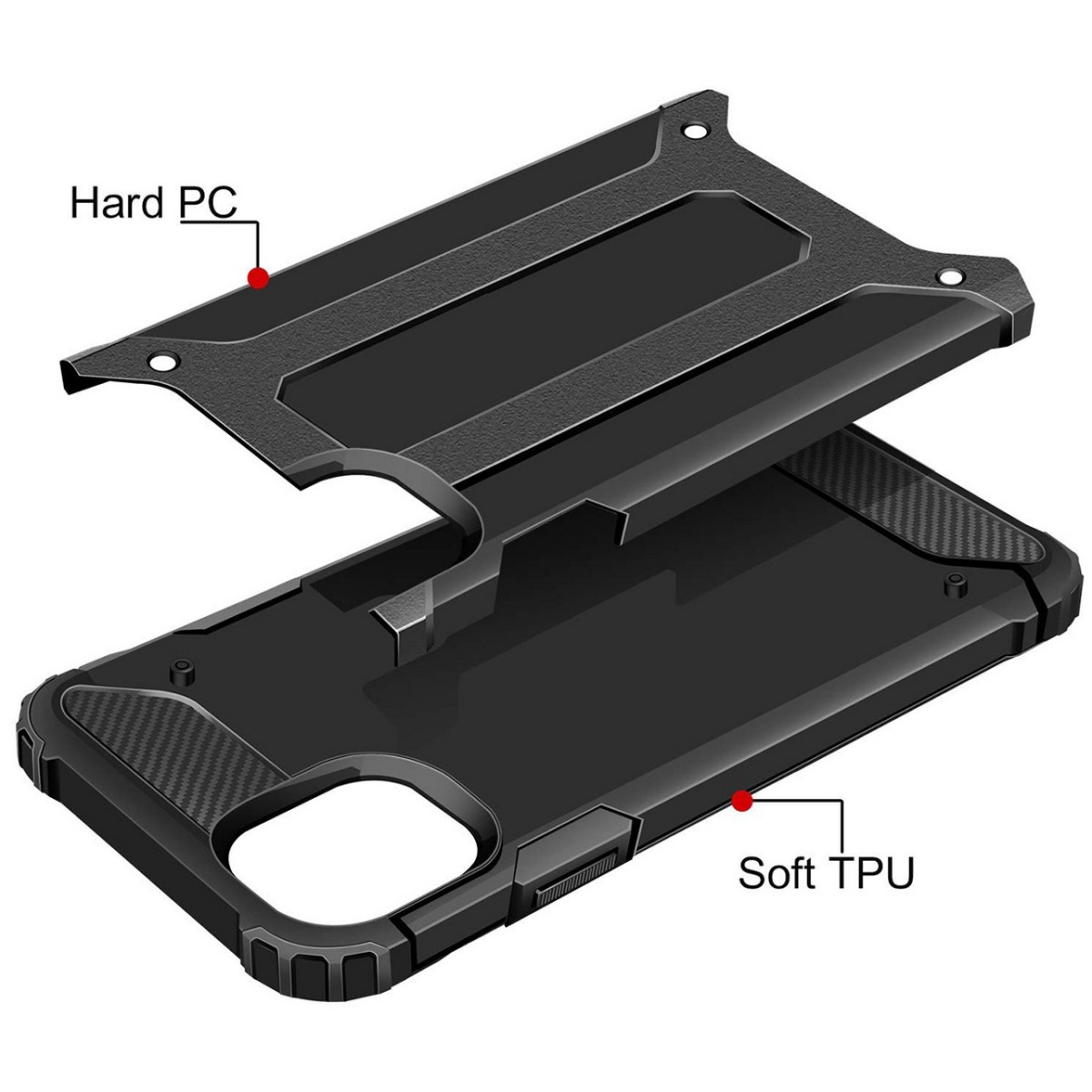 Funda Tipo Hybrid Tough Armor (Pc+Tpu) Negra para Iphone 11 Pro (5.8)