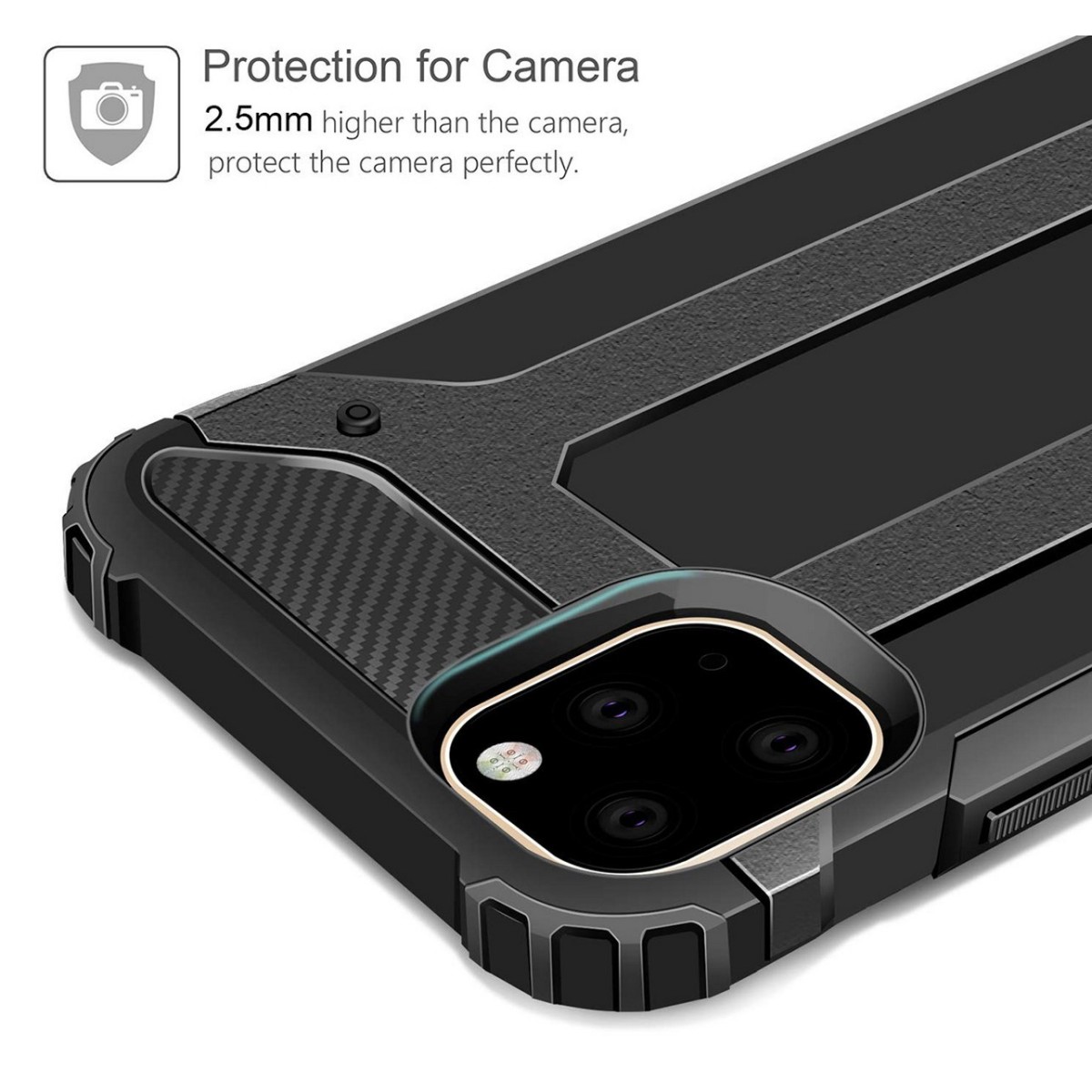 Funda Tipo Hybrid Tough Armor (Pc+Tpu) Negra para Iphone 11 Pro (5.8)