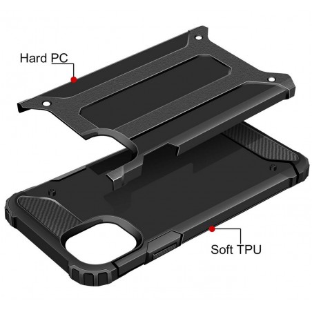 Funda Tipo Hybrid Tough Armor (Pc+Tpu) Negra para Iphone 11 Pro Max (6.5)
